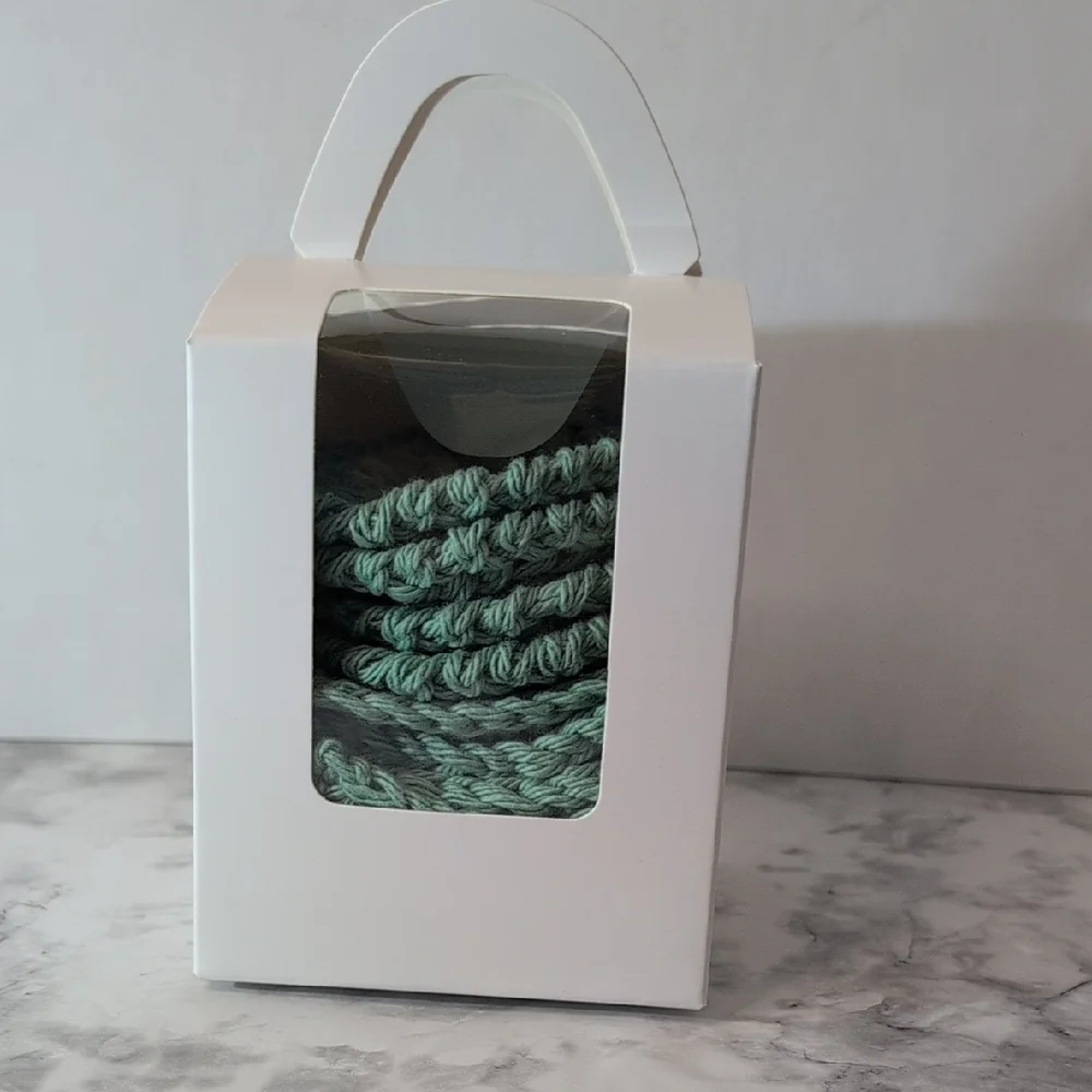 Mint Green Wash Cloth And Facial Scrubbies Set
